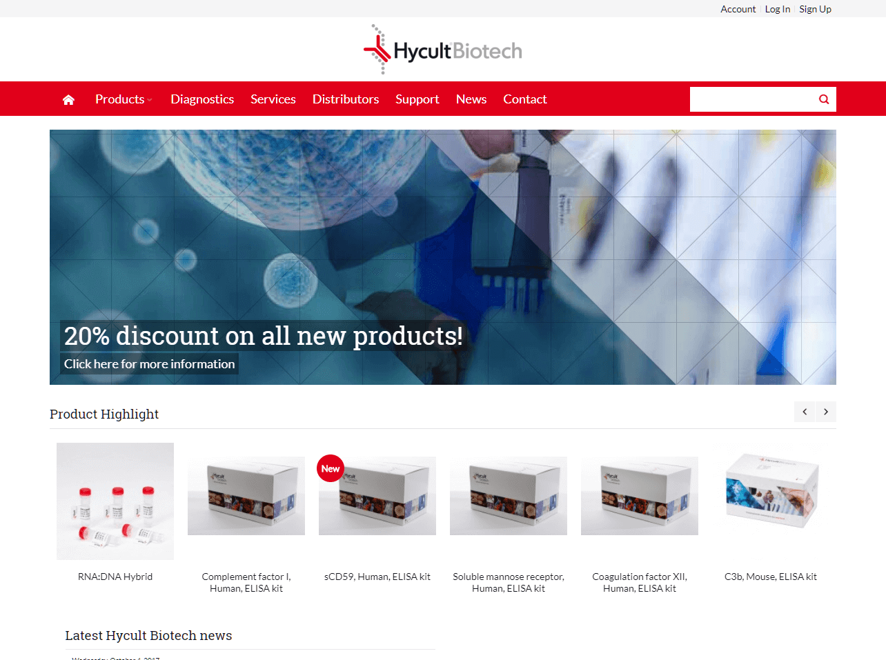 Hycult Biotech Home Screenshot
