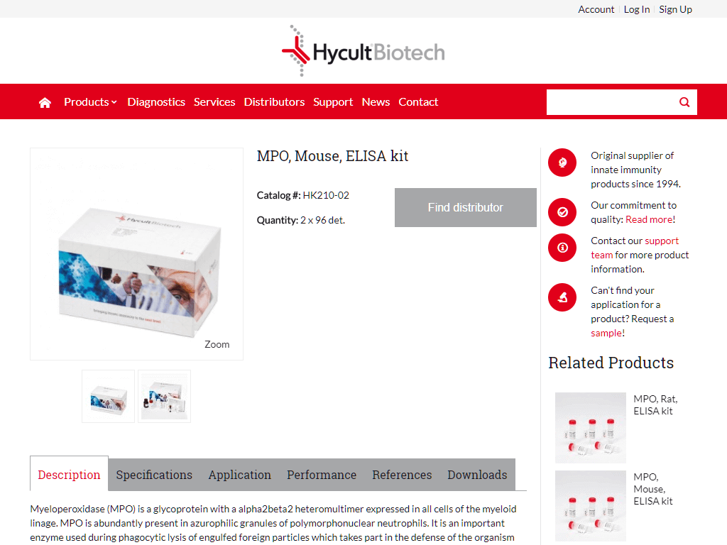 Hycult Biotech Product Screenshot