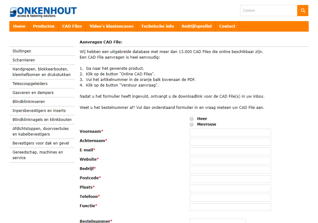 Onkenhout Request CAD File Screenshot